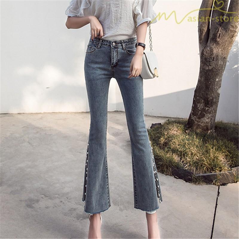 ジーンズ デニムパンツ ストレート ブーツカットパンツ スリット 着痩せ新制作九分丈パンツ 着痩せ レディース 不規則 無地 春コーデ トレンド Ysyunka170 アジアンストア 通販 Yahoo ショッピング