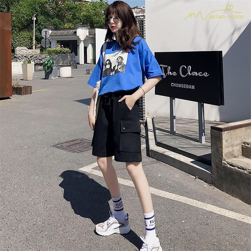 カーゴパンツ ショートパンツ ストレートパンツ 無地 五分丈パンツ 夏コーデ シンプル ポケット付き ガウチョパンツ ウエストゴム ハイウエスト 新制作 Ysyunka362 アジアンストア 通販 Yahoo ショッピング