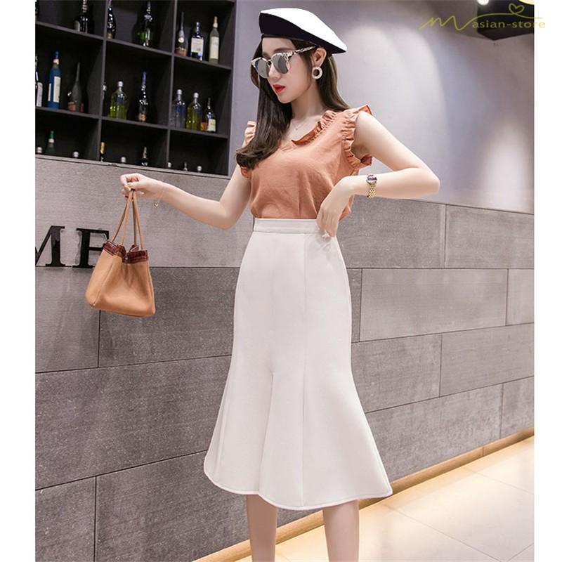 マーメイド スカート ハイウエスト ミディアムスカート 着痩せ オシャレ 通勤 レディース 無地 細身ビジネス 新制作 春夏コーデ フリル デイリーコーデ Ysyunka4 アジアンストア 通販 Yahoo ショッピング