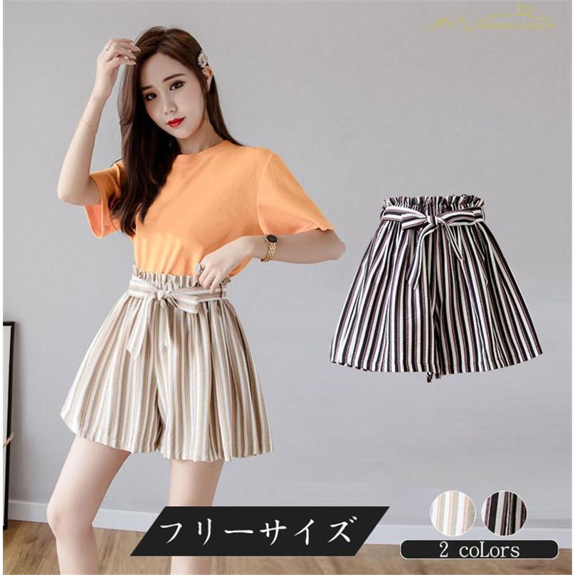 ショートパンツ 新制作 ベルトデザイン 夏コーデ デイリーコーデ ホットパンツ Aライン ウエストゴム レディース ストライプ柄 ピンタック 通勤 ゆったり Ysyunka447 アジアンストア 通販 Yahoo ショッピング