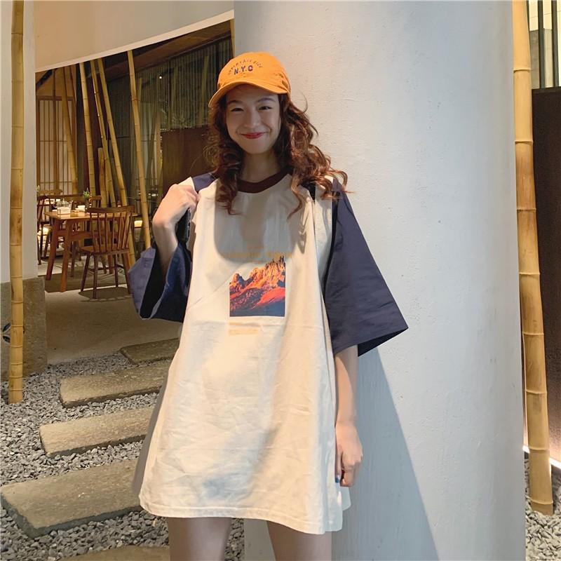 ロングtシャツ ビッグtシャツ レディーストップス ゆったりカジュアル可愛い ライトイエロー ダークグレー 春夏ロングゆったりtシャツ プリントt女性 Ytst アジアンストア 通販 Yahoo ショッピング