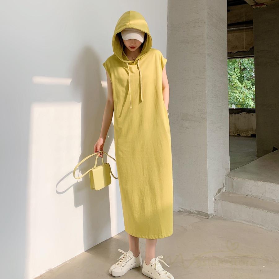 ロングtシャツ レディースtシャツ大きいサイズ Tシャツワンピース レディーストップス ゆったり 可愛い ロングtシャツ L Xl Xxl イエロー シンプル フード付き Ytst アジアンストア 通販 Yahoo ショッピング