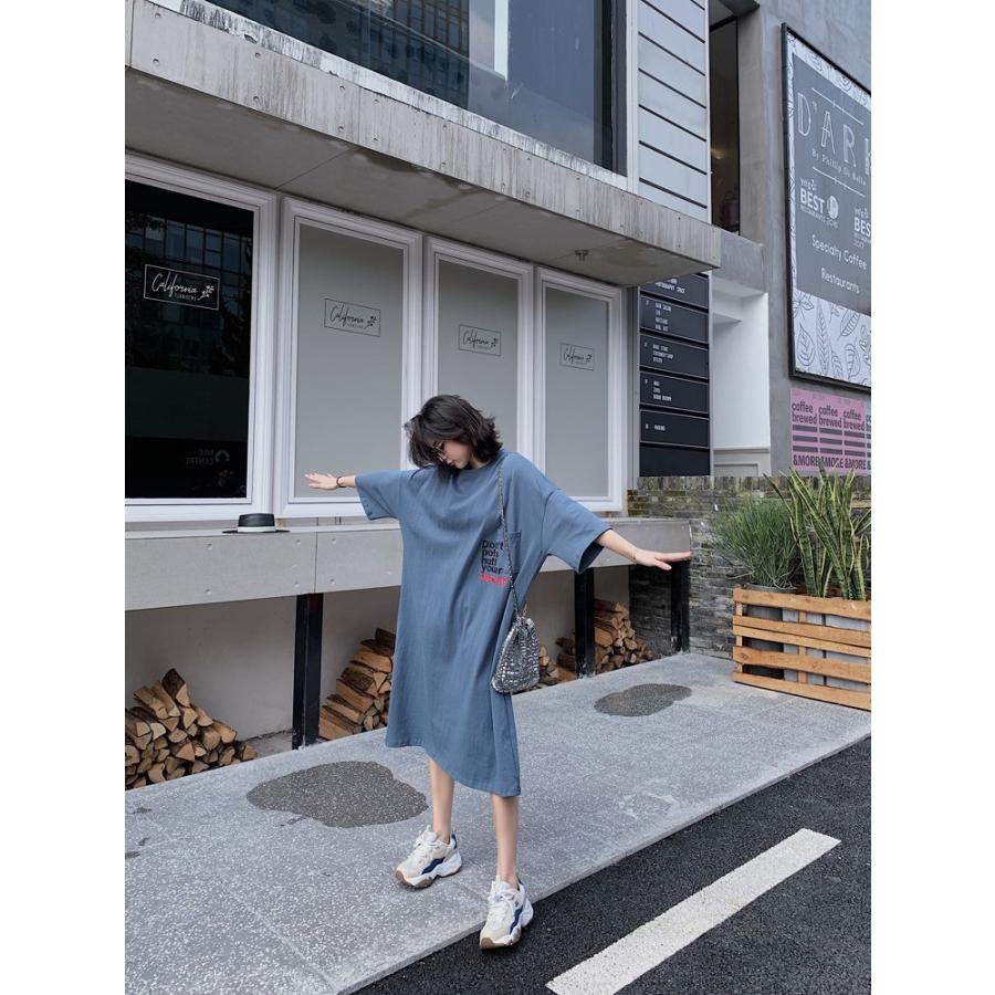ビッグtシャツ大きいサイズ ロングtシャツワンピース レディーストップス ゆったり可愛い Tシャツワンピ ブルー ホワイト L Xl Xxl 綿tワンピ 体型カバー Ytst アジアンストア 通販 Yahoo ショッピング