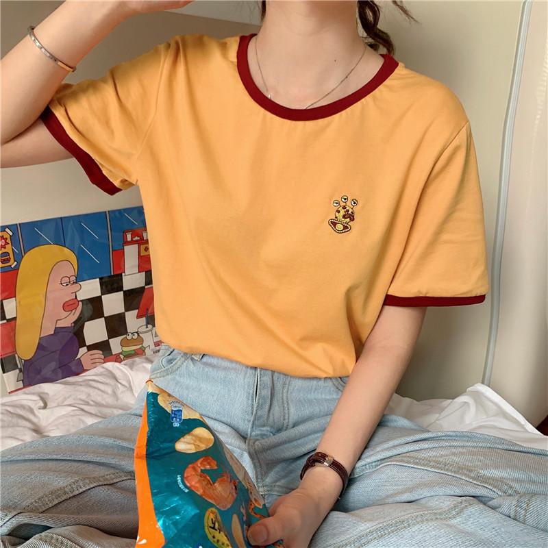 Tシャツ レディーストップス レースドッキング 半袖 ゆったりカジュアル可愛い M L Xl 代 40代 30代 イエロー 春夏tシャツ 体形カバー Ytst アジアンストア 通販 Yahoo ショッピング