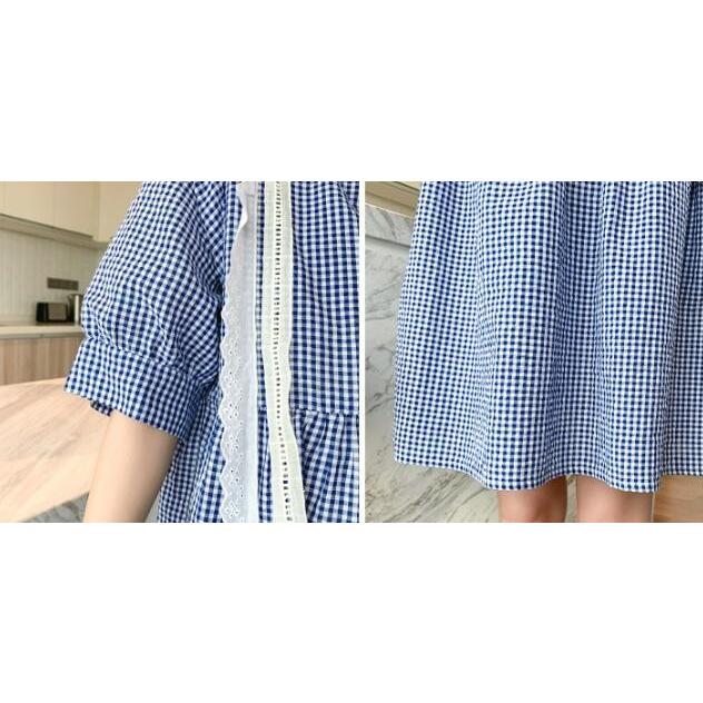 マタニティワンピース レディースフレアワンピース 夏 チェックワンピ ゆったり 可愛い 産前産後 マタニティウェア ママ服 妊婦服 女性用 ブルー Xl Yyfmm アジアンストア 通販 Yahoo ショッピング