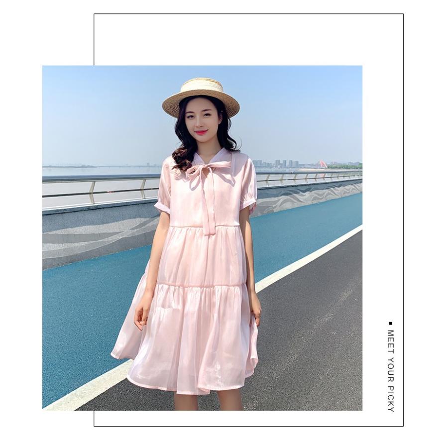 フレアワンピース マタニティ レディース 産前産後 大きいサイズ ゆったり 可愛い M L Xl Xxl 上品 エレガント 無地 春夏 ピンク リボン付き 妊婦服 ママワンピ Yyfmm050 アジアンストア 通販 Yahoo ショッピング