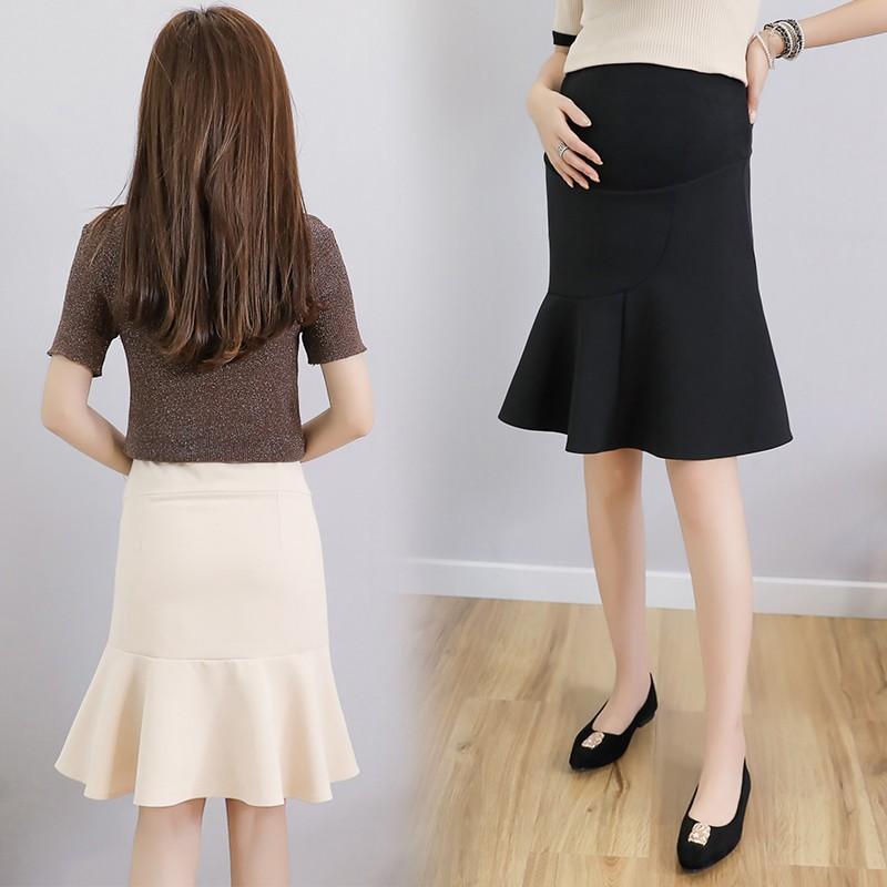 マタニティスカート フレアスカート 妊婦スカート マタニティウェア 大きいサイズ 伸縮性 膝丈スカート ウエスト調整 お出かけ M L Xl Xxl 黒 2色 産前産後 Yyfmm アジアンストア 通販 Yahoo ショッピング