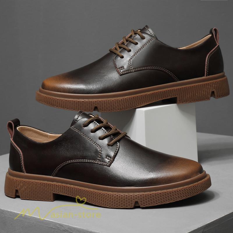 革靴 紐 プレーントゥ メンズ 快適 仕事用 ビジネス 通勤靴 フォーマル オフィス 防滑ソール 大人 柔らか Pu革 外羽根 カジュアル 日常感 靴 通勤 2色 良コスパ Y2101swnx100 アジアンストア 通販 Yahoo ショッピング