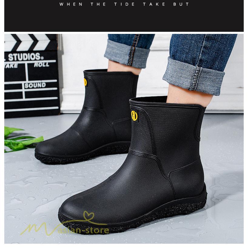 防水ブーツ メンズ 梅雨対策 アウトドア レインブーツ ミドルカット Pvc素材 柔らか 防滑ソール 滑り止め 裏起毛 取り外し 完全防水 おしゃれ ブーツ 雨靴 上品 Yamks アジアンストア 通販 Yahoo ショッピング