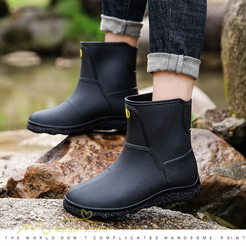防水ブーツ メンズ 梅雨対策 アウトドア レインブーツ ミドルカット Pvc素材 柔らか 防滑ソール 滑り止め 裏起毛 取り外し 完全防水 おしゃれ ブーツ 雨靴 上品 Yamks アジアンストア 通販 Yahoo ショッピング