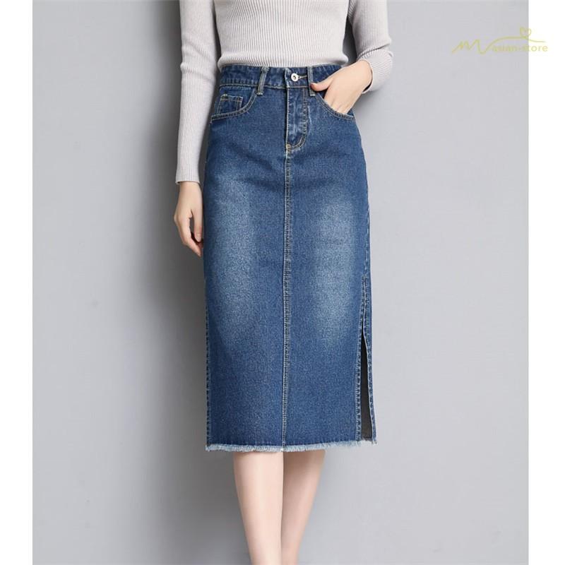 デニムスカート タイトスカート ハイウエスト ボトムス デイリーコーデ 人気 レディース スリットスカート 細身 Aライン シンプル ヴィンテージ加工 デニム Ybsk アジアンストア 通販 Yahoo ショッピング