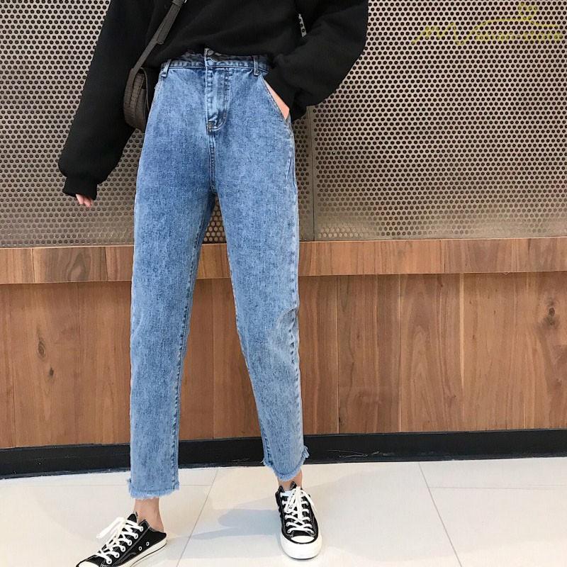 デニムパンツ ストレートパンツ ハレムパンツ デイリーコーデ スタイリッシュ ジーパン 学生 九分丈パンツ レディース トレンド オシャレ ジーンズ 無地 Ybsk アジアンストア 通販 Yahoo ショッピング