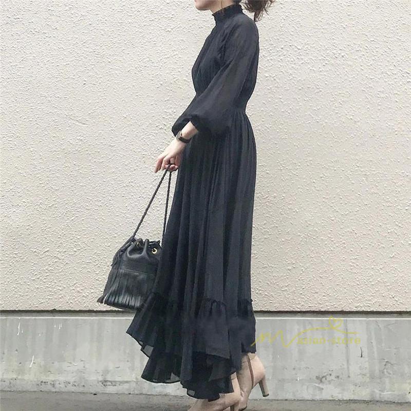 ワンピース シフォンワンピース 長袖 黒ワンピース フォーマル ワンピース シフォンワンピース 長袖 黒ワンピース フォーマル