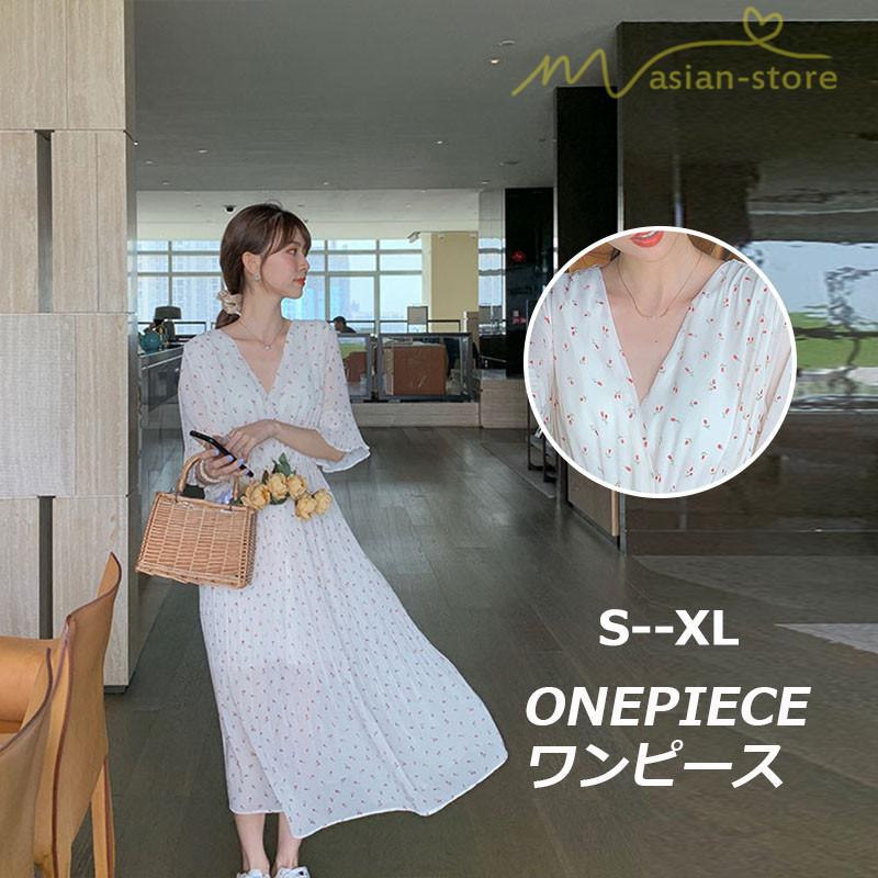 ワンピース 裏地付き 五分袖 プリーツフレア カシュクール リゾートワンピ ウエストゴム ハイウエスト ピンタック 淑女 新制作 夏コーデ Vネック 小花柄 Ycrfs アジアンストア 通販 Yahoo ショッピング