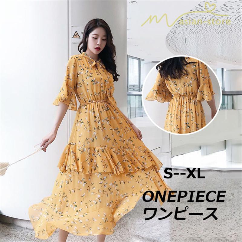 ワンピース カシュクール リゾートワンピ ピンタック 淑女 フェミニン 新制作 夏コーデ リボンネック プリーツフレア ハイウエスト ウエストゴム 小花柄 Ycrfs アジアンストア 通販 Yahoo ショッピング