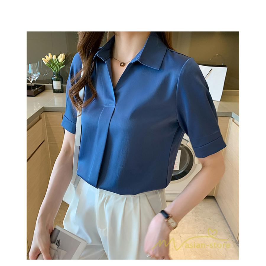 ワイシャツ 半袖 レディース ブラウス シャツ 半袖シャツ レディース トップス 事務服 ブラウス おしゃれ 襟付き ブラウス ワイシャツ 通勤 通学 就活 細身 白 Ycsiyao アジアンストア 通販 Yahoo ショッピング