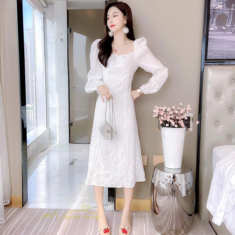 ワンピース レディース 秋 長袖ワンピース スクエアネック カジュアル 春 レトロ風 オシャレ 着痩せ アウター きれい お出かけ ファッション 40代30代代 Ydqks181 アジアンストア 通販 Yahoo ショッピング