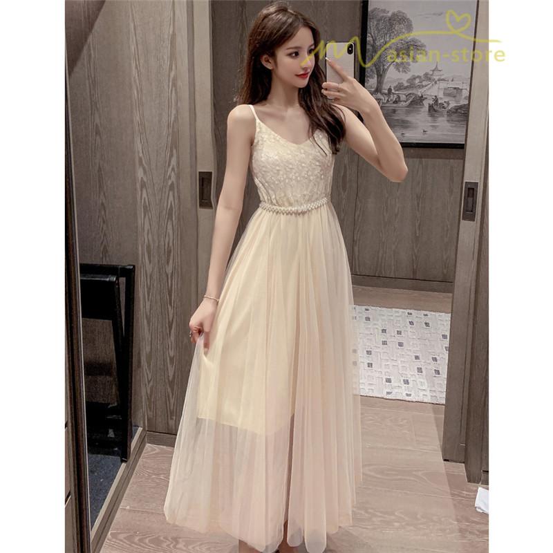 キャミワンピース チュールワンピース 透け感 裏地付き フェミニン 夏コーデ ミディアム丈ワンピース レース ノースリーブ 着痩せ 無地 淑女 ハイウエスト Ydxsp アジアンストア 通販 Yahoo ショッピング