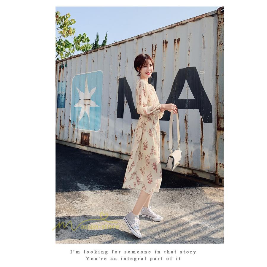 ロング ワンピース 長袖 花柄 きれいめ シフォン 着痩せ 2点セット キャミワンピース付き アウトドア 楽チン レトロ シンプル きれいめ お出かけ デート 21春 Yexsp アジアンストア 通販 Yahoo ショッピング