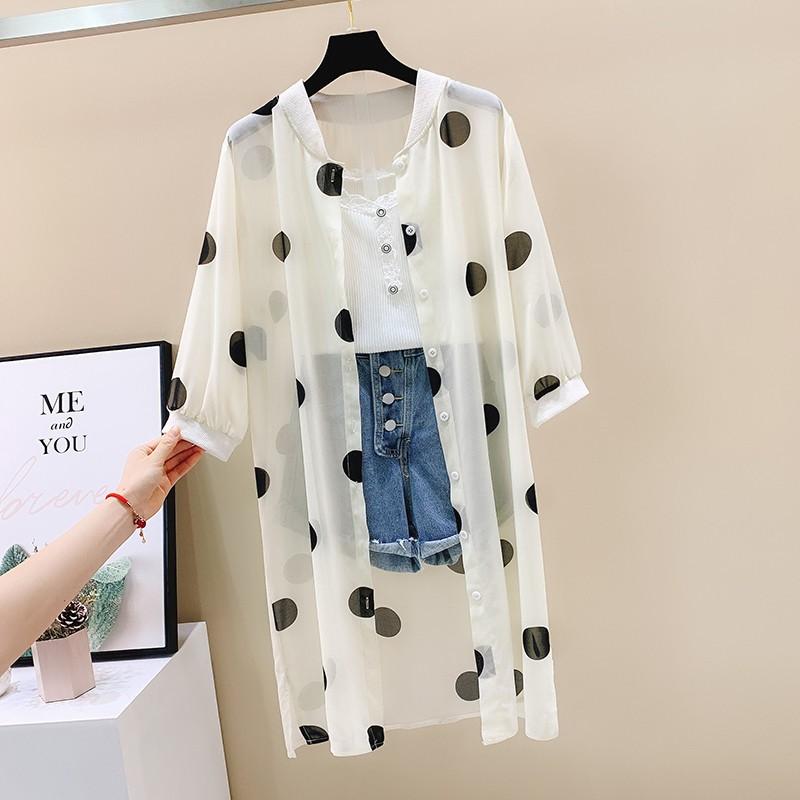 カーディガン Uvカット 日焼け止め衣 大きいサイズ 紫外線対策 ドット柄カーデ 薄手 レディース シフォントップス 春夏 送料無料 ゆったり 透け感 オシャレ Yfsy アジアンストア 通販 Yahoo ショッピング