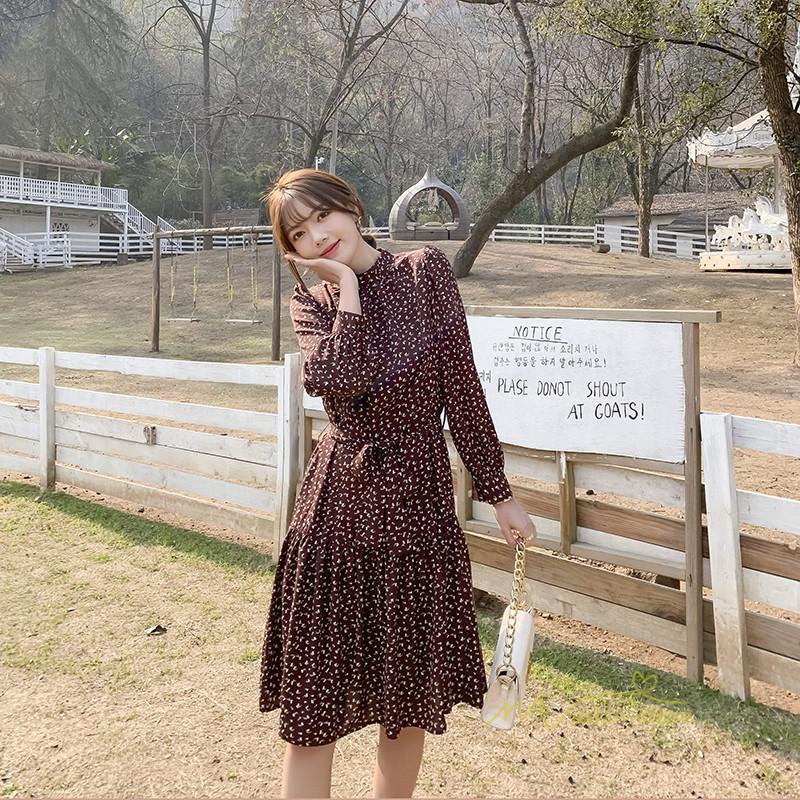 シフォンワンピース レディース 花柄 長袖 ハイウエスト Aラインワンピース ひざ丈ワンピ ファッション お出かけ ヴィンテージ 春夏コーデ ヴィンテージ Yfsyk アジアンストア 通販 Yahoo ショッピング