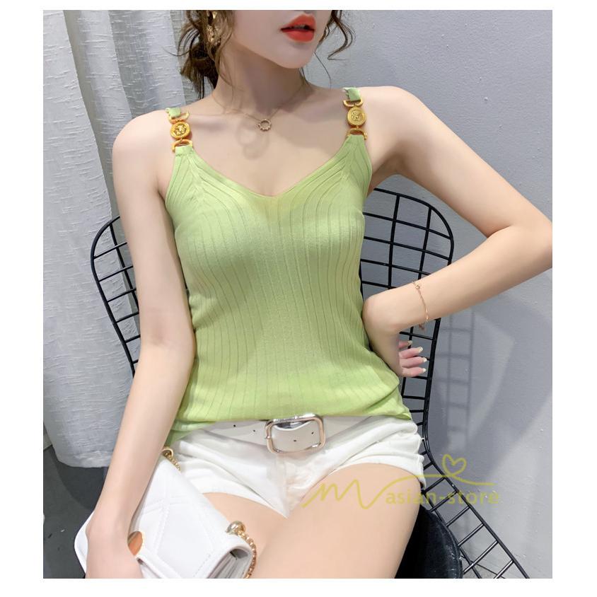 タンクトップ Vネック ノースリーブ インナー シンプル てらてら キャミソール レディース 肩出し トップス 女性用 おすすめ 販売実績no 1