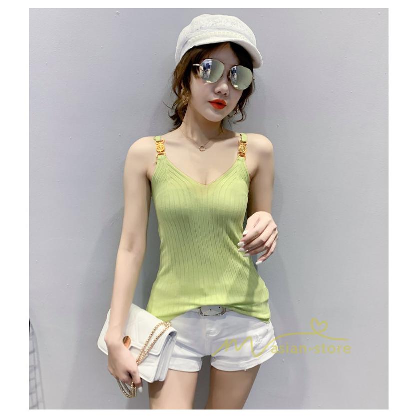 タンクトップ Vネック ノースリーブ インナー シンプル てらてら キャミソール レディース 肩出し トップス 女性用 おすすめ 販売実績no 1