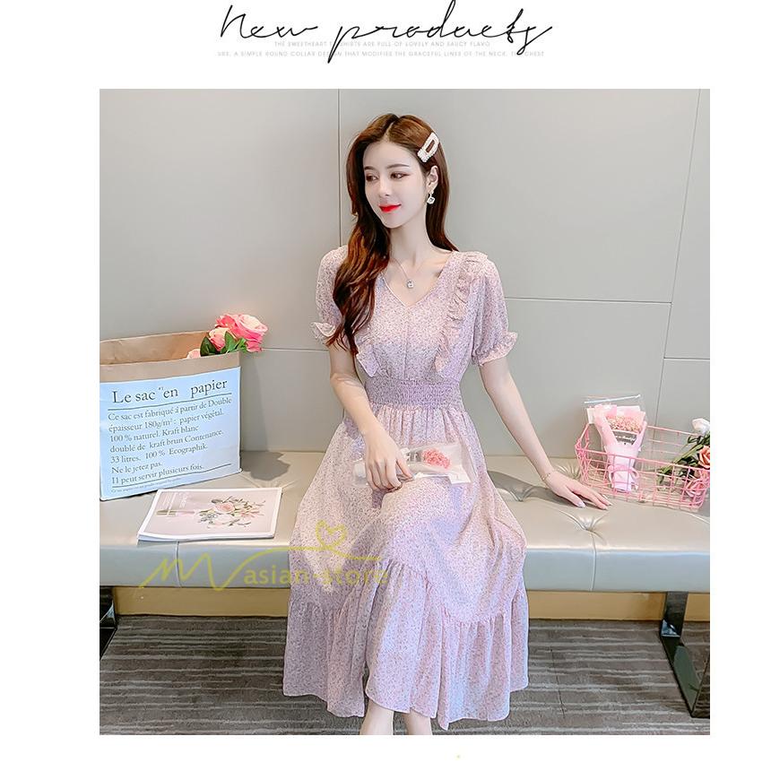 ワンピース 春 夏 レディース 半袖 Vネック シフォンワンピース 韓国ファッション 謝恩会 成人式 同窓会 女子会 卒業式 上品 お出かけ エレガント 通勤 着痩せ Ygjiayi アジアンストア 通販 Yahoo ショッピング