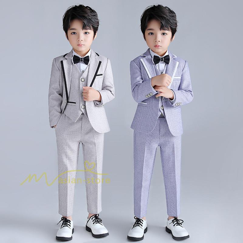 キッズスーツ 男の子 入学式 卒園式 七五三 発表会 結婚式 お正月 子供服 フォーマル 長袖 秋冬 おしゃれ カジュアル 写真館 撮影 タキシード セットアップ 上品 スーツ ブレザー 色 サイズ ライトブルーa 140cm