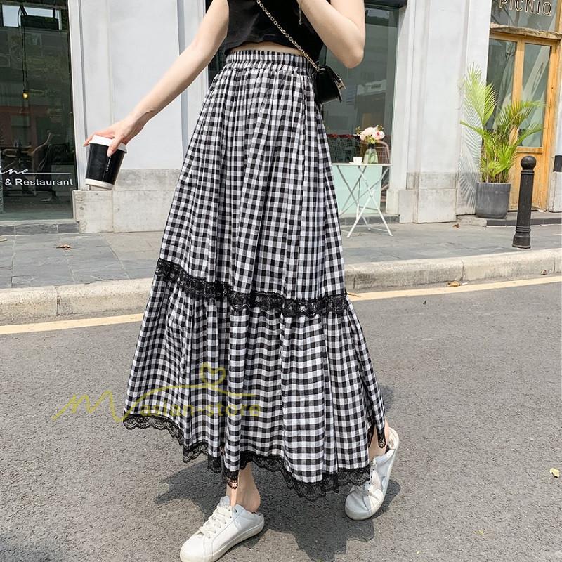 22年春新作 レディース ディース ボトムス スカート チェックスカート ロング丈 ウエストゴム チェック柄 春 夏 レトロ風 代30代40代 カジュアル 通勤通学 Ygjiayi アジアンストア 通販 Yahoo ショッピング