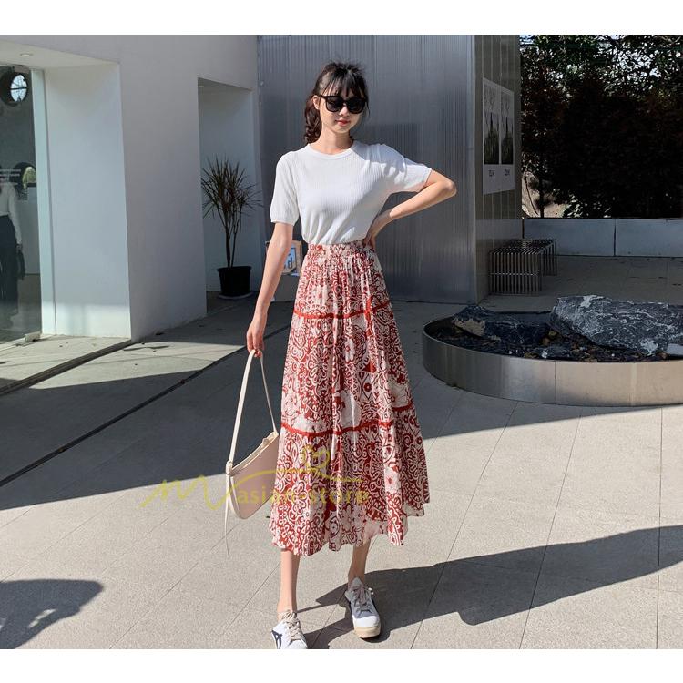 スカート ロング 花柄 柔らか ボトムス レディース ロングスカート マキシ丈 シンプル 無地 カジュアル 着痩せ コーデ 春 夏 秋代 30代 40代 50代 通勤通学 Ygjiayi アジアンストア 通販 Yahoo ショッピング