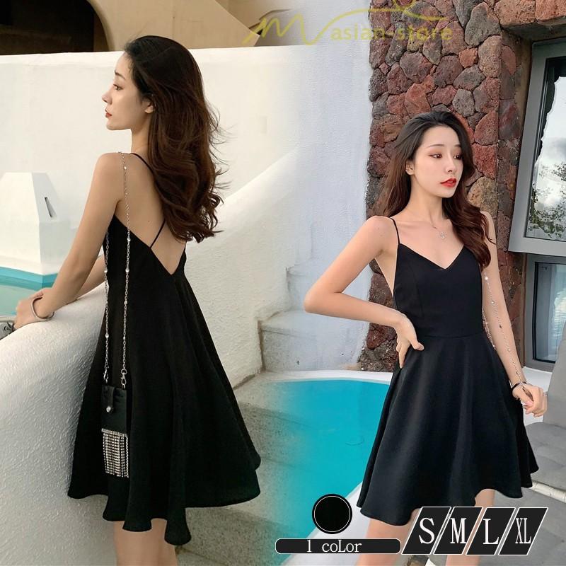 ワンピース リゾートワンピ ファッション 上品 Aライン 無地 シンプル セクシー 背中開き ベアトップ Vネック 夏物 ビーチワンピ カジュアル Yhd アジアンストア 通販 Yahoo ショッピング