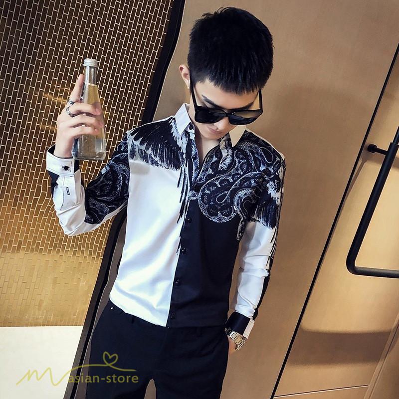 シャツ 秋物 長袖 メンズ 開襟 カジュアル メンズシャツ 細身 長袖シャツ メンズトップス 着こなし 大人 おしゃれ メンズスタイル 配色切り替え 大きいサイズ Yhzlm166 アジアンストア 通販 Yahoo ショッピング