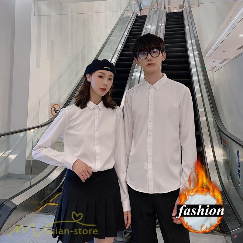 シャツ 無地 カップルトップス 男女兼用 開襟シャツ 裏起毛 厚め カップルシャツ 白シャツ 黒シャツ メンズ レディース 着こなし 着回し おしゃれ 大きいサイズ Yhzlm アジアンストア 通販 Yahoo ショッピング