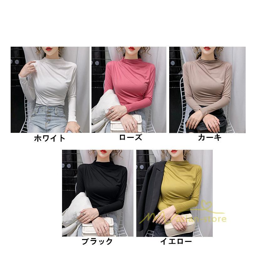 レディース インナー Tシャツ 春夏 代30代40代 韓国 21 チュニック カシュクール 着痩せ 長袖 無地 フィット タイト ストレッチ ファッション カジュアル Yktst アジアンストア 通販 Yahoo ショッピング