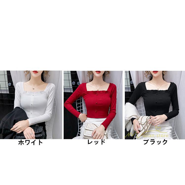 トップス Tシャツ レディース 長袖tシャツ スクエアネック 韓国ファッション ストレッチ きれいめ カシュクール エレガント 代30代40代 着痩せ カジュアル Yktst アジアンストア 通販 Yahoo ショッピング