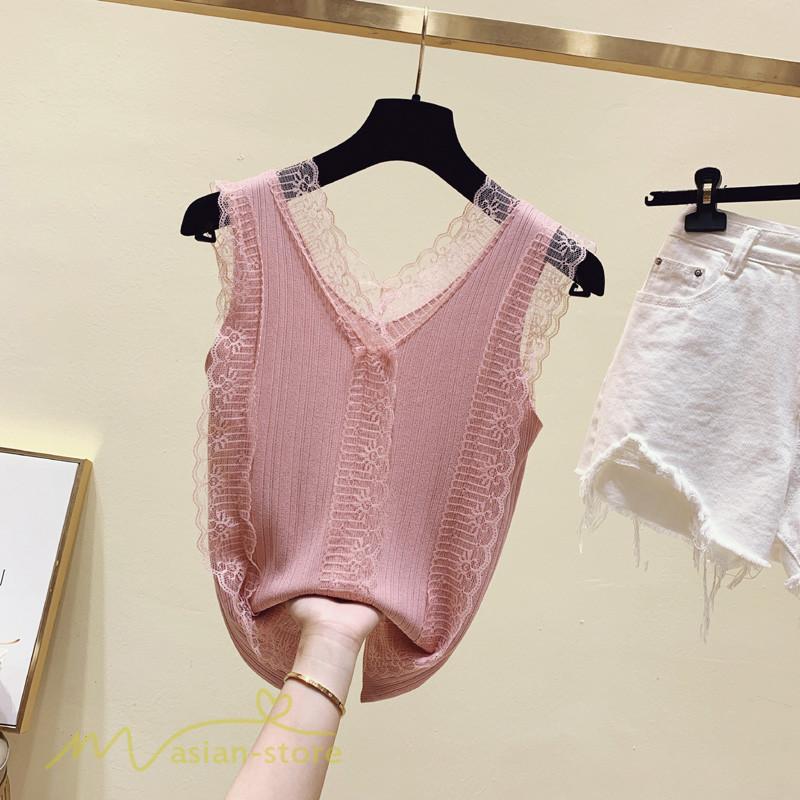 キャミソール レディース インナー ダンクトップ 着痩せ 夏コーデ レース付き 新作 ストレッチ Vネック 着回し きれいめ フリーサイズ インナー アウター 夏物 Yliuru アジアンストア 通販 Yahoo ショッピング