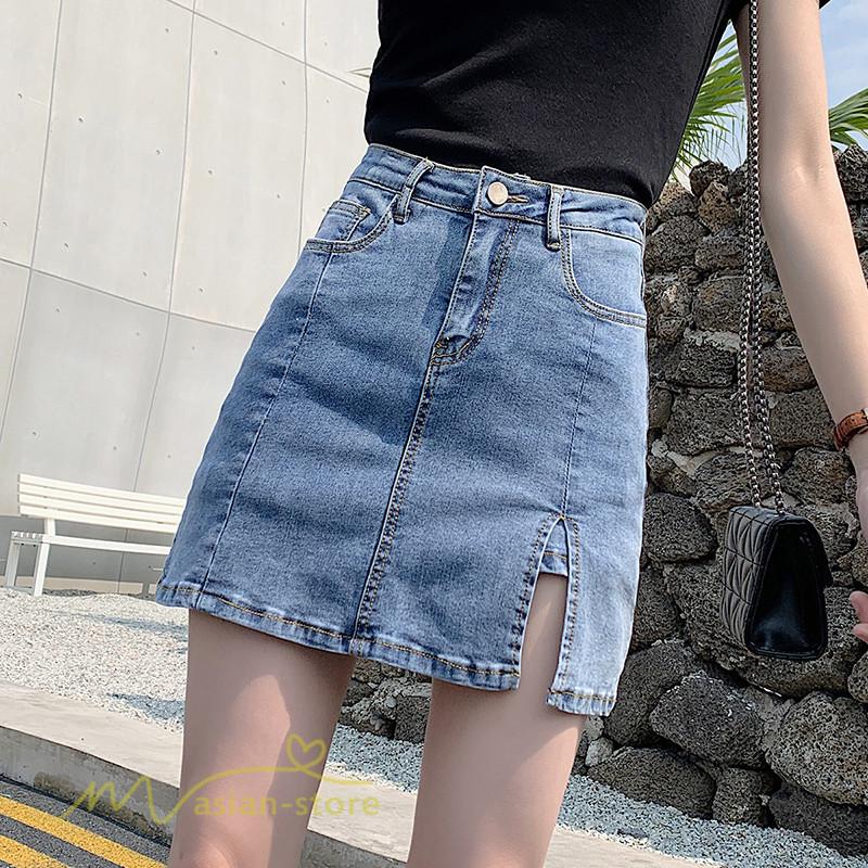 スカート レディース デニム ボトムス 夏新作 おしゃれ カジュアル ハイウエスト ショート丈 無地 Xs Xl Aラインスカート ポケット 人気 上品 きれいめ コーデ Yliuru アジアンストア 通販 Yahoo ショッピング