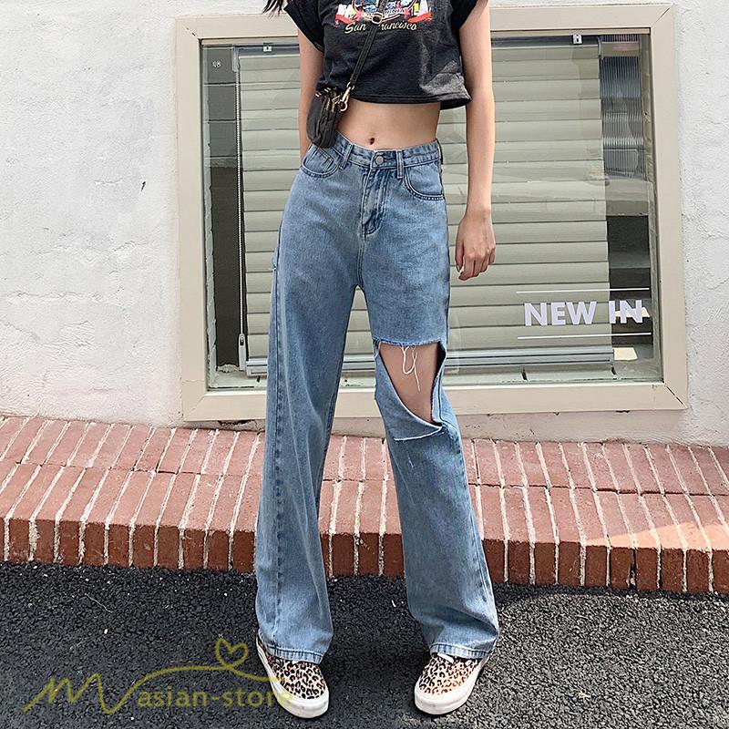 デニムパンツ レディース ロング丈 着痩せ ハイウエスト 日常 ジーンズ デニム ワイドパンツ 無地 おしゃれ ゆったり ダメージパンツ 着回し 人気 Xs Xl コーデ Yliuru アジアンストア 通販 Yahoo ショッピング