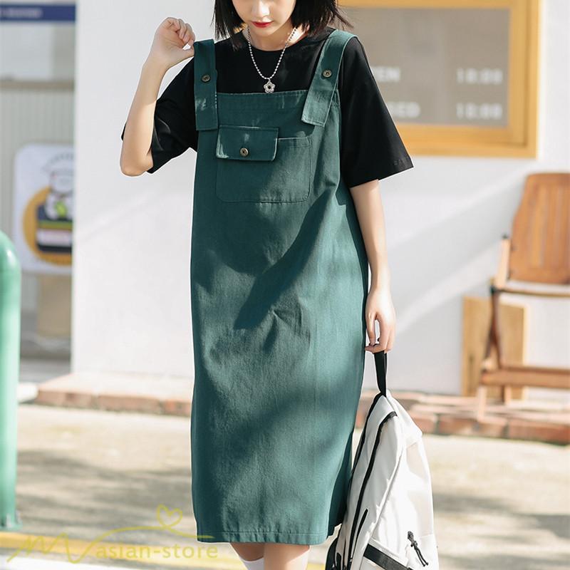 サロペット レディース 膝丈 ひざ サロペットスカート ワンピース キャミ 夏服 カジュアル コーデ サマー スカート 可愛い 無地 ゆったり グリーン 女性着 夏着 Yliuru アジアンストア 通販 Yahoo ショッピング