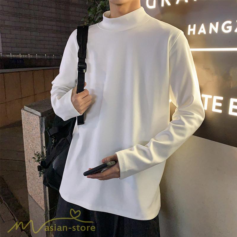 Tシャツ メンズ トップス カットソー ハイネック おしゃれ カジュアルtシャツ 長袖tシャツ インナー 大きいサイズ 日常感 韓国風 無地 ゆったり メンズスタイル Yliuru アジアンストア 通販 Yahoo ショッピング