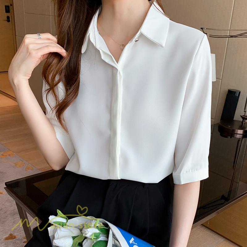 ワイシャツ 白シャツ レディース 5分袖 無地 きれいめ ビジネスシャツ サマーシャツ オフィス フォーマル きれいめ Ol 通勤通学 着回し おしゃれ ゆったり 上品 Yliuru アジアンストア 通販 Yahoo ショッピング