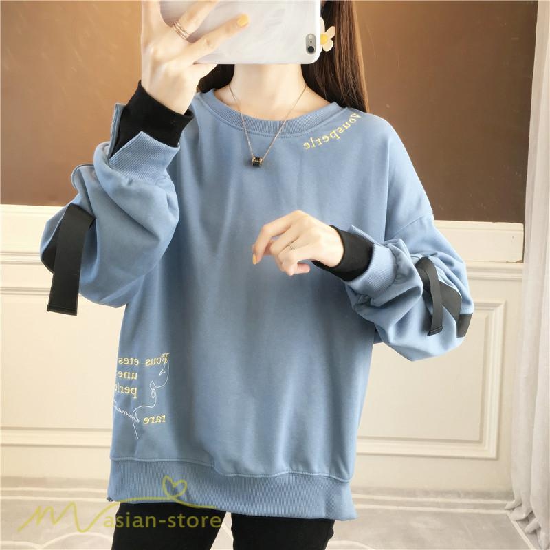 重ね着風 スウェット レディース トップス トレーナー プルオーバー 秋新作 長袖トレーナー 大きいサイズ おしゃれ カジュアル 日常感 切り替え 秋 クルーネック 送料無料 即納