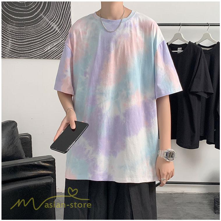Tシャツ Tシャツ カットソー 5分袖 クルーネック トップス メンズ 絞り染め おしゃれ 日常感 お出かけ カジュアルtシャツ 大きいサイズ 値引き ワイドtシャツ