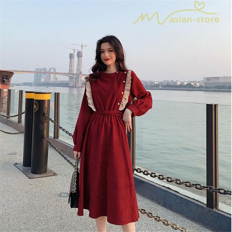 ワンピース ミディアム丈ワンピース プリーツフレア フレア 秋冬コーデ 通勤 カシュクール カシュクール デイリーコーデ 復古風 フェミニン フランス式 Yny アジアンストア 通販 Yahoo ショッピング