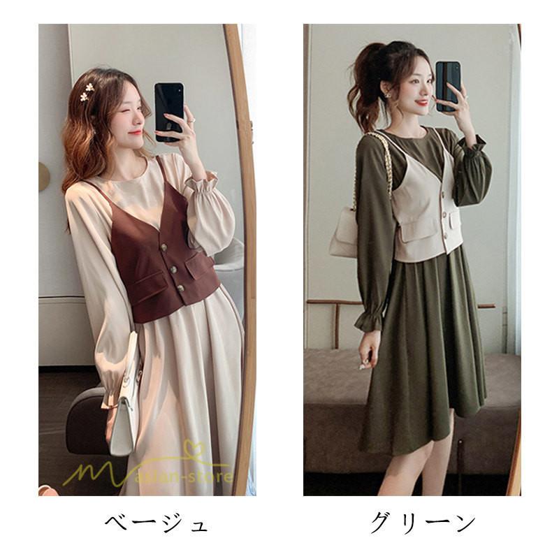 レディース ワンピース 韓国ファッション キレイめ チュニック 体型カバー 2点セット 通勤通学 アウター 21 同窓会 大人 カジュアル 春 代30代40代 長袖 Yowps アジアンストア 通販 Yahoo ショッピング