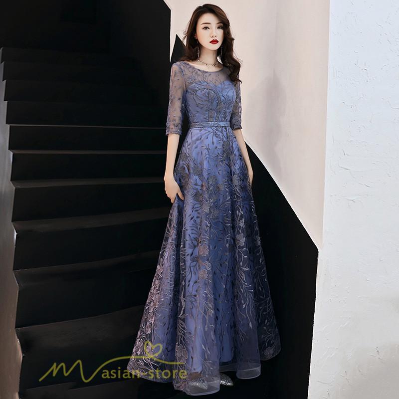 結婚式 ワンピース パーティードレス フォーマルドレス ロング丈 着痩せ お呼ばれ ドレス 安い 上品 食事会 二次会 同窓会 成人式 謝恩会 袖あり 代 30代 40代 Ypllf156 アジアンストア 通販 Yahoo ショッピング