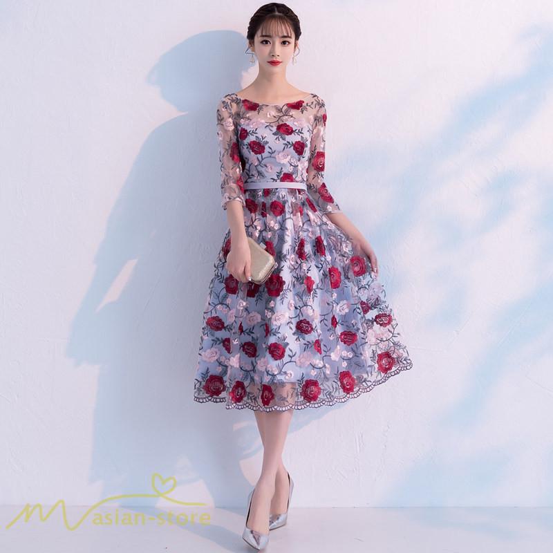 パーティードレス 10代 代 30代40代 ワンピース おしゃれ フォーマル お呼ばれ 花柄 結婚式 きれいめ 袖あり 膝下丈 春夏 着痩せ 二次会 オールインワン Ypllf178 アジアンストア 通販 Yahoo ショッピング