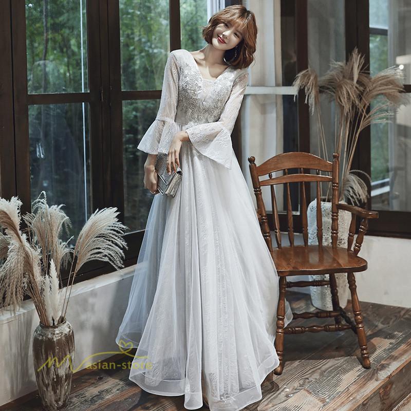 パーティードレス 10代 代 30代40代 ワンピース おしゃれ フォーマル ウエディング 演奏会 結婚式 お呼ばれ ドレス 服装 披露宴 卒業式 成人式 袖あり ロング Ypllf アジアンストア 通販 Yahoo ショッピング