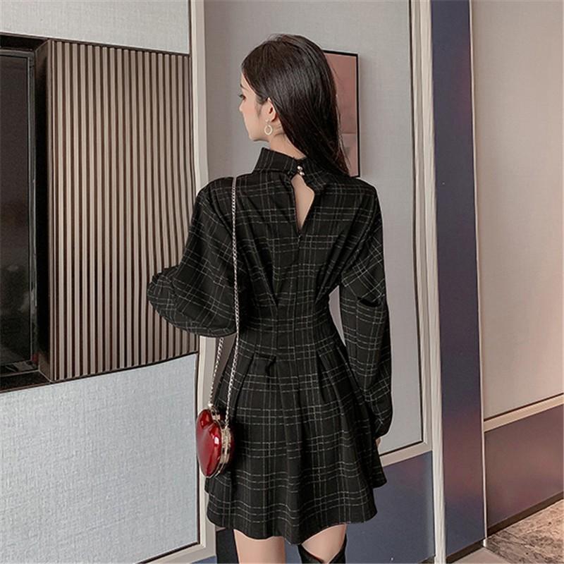 フレアワンピース チュニック レディース ミニワンピース グレンチェック黒ワンピース チェックワンピ チュニックワンピ ブラック エレガント 着痩せ 長袖 Xl Ywt アジアンストア 通販 Yahoo ショッピング